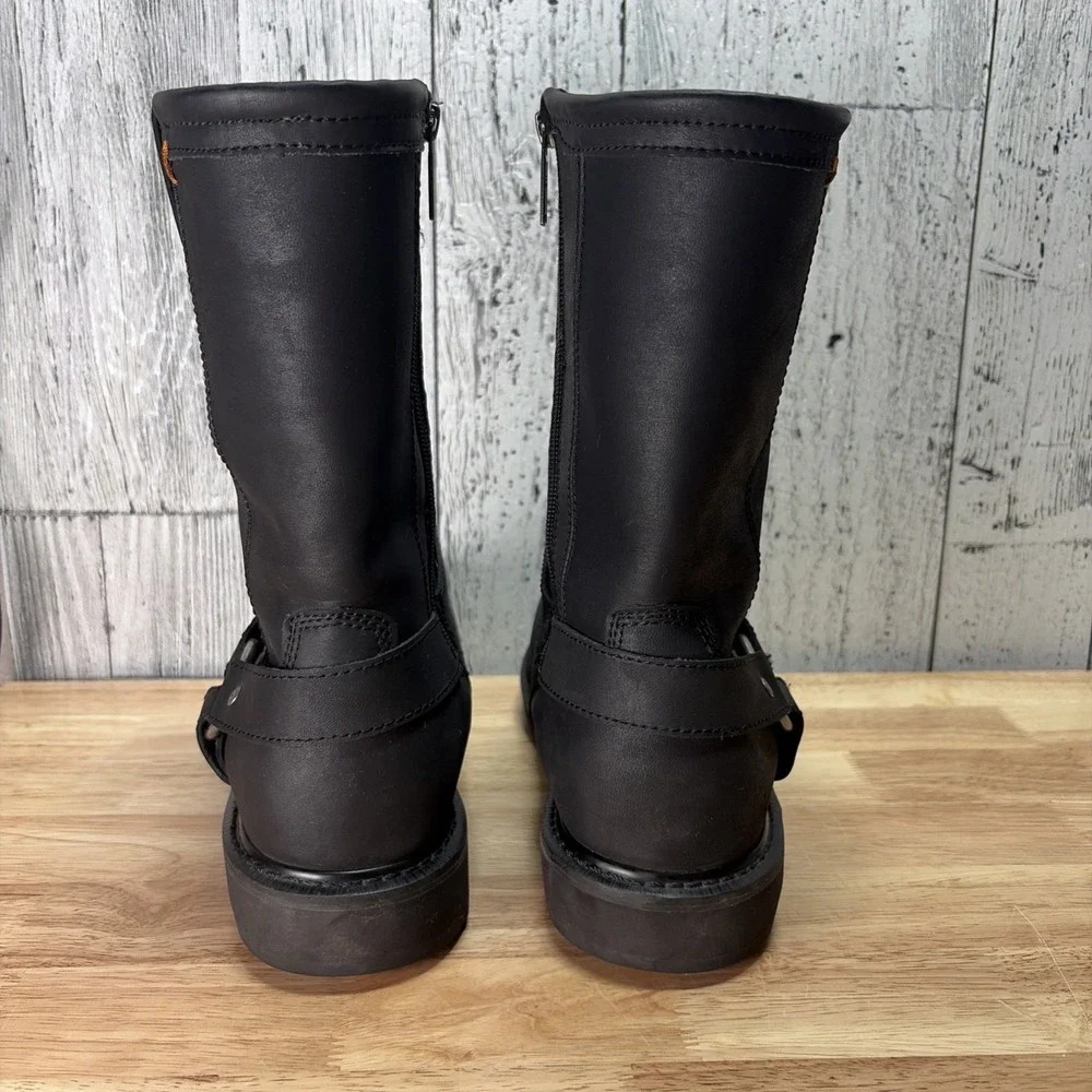 Harley-Davidson Men's Wellington Boot, 11 M, Steel Toe Black Leather